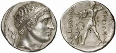 BAKTRIA, Greco-Baktrian Kingdom. Diodotos II. Circa 246-230. (Silver, 16.66 g 6), Mint B, circa 235-230. Diademed head of Diodotos II to right Rev. ΒΑΣΙΛΕΩΣ ΔΙΟΔΟΤΟΥ Zeus striding left, hurling thunde