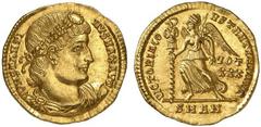 Constantine I. 307/310-337. Solidus (Gold, 4.46 g 5), Antioch, 335-336. CONSTANTINVS MAX AVG Diademed, draped and cuirassed bust of Constantine to right Rev. VICTORIA CONSTANTINI AVG / VOT/ XXX / SMAN