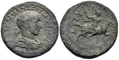 Roman Provincial LYCIA. Arycanda. Gordian III, 238-244. (Bronze, 32 mm, 30.73 g, 12 h). ΑΥΤ ΚΑΙ Μ ΑΝΤ ΓΟΡΔΙΑΝΟC CEΒ Laureate, draped and cuirassed bust of Gordian III to right. Rev. APKANΔEΩN Horseman