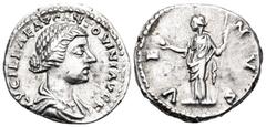 Roman Imperial Lucilla, Augusta, 164-182. Denarius (Silver, 18.5 mm, 3.59 g, 5 h), struck under Marcus Aurelius and Lucius Verus, Rome, 161-162. LVCILLAE AVG ANTONINI AVG F Draped bust of Lucilla to r