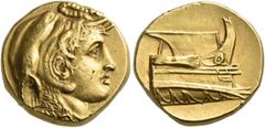 Greek PTOLEMAIC KINGS OF EGYPT. Ptolemy I Soter, As satrap, 323-305 BC. Stater (Gold, 15.2 mm, 8.53 g, 12 h), Alexandria, c. 312. Diademed head of Alexander III to right, wearing elephant's scalp head