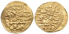 Ottoman Empire ISLAMIC, Ottoman Empire. Murad III, AH 982-1003 / AD 1574-1595. Sultani (Gold, 21 mm, 3.45 g, 8 h), Qustantiniya, AH 982 = AD 1574. Album 1332.1. Die fault on obverse, otherwise, very f