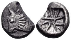Greek DYNASTS OF LYCIA. Pre-dynastic period, Circa 520-470/60 BC. Third stater (Silver, 14 mm, 2.51 g). Head of bull to left. Rev. Incuse square divided into several sections. Falghera -. Müseler -. S