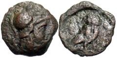 Oriental Greek BAKTRIA, Pre-Seleukid Era. Sophytes, circa 305-294 BC. (Bronze, 13 mm, 1.18 g, 8 h), Aï Khanoum or Baktra. Helmeted head of Athena to right. Rev. Owl standing right, head facing. Cf. Bo