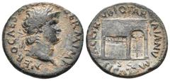 Roman Imperial Nero, 54-68. As (Copper, 25.5 mm, 10.03 g, 6 h), Rome, circa 65. NERO CAESAR AVG GERM IMP Laureate head of Nero to right. Rev. PACE P R VBIQ PARTA IANVM CLVSIT / S C View of the Temple 