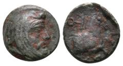 Greek IONIA. Achaemenid Period. Spithridates, satrap of Lydia and Ionia, circa 334 BC. Chalkous (Bronze, 11 mm, 1.26 g, 2 h). Head of Spithridates to right, wearing satrapal headdress. Rev. ΣΠ-I Forep