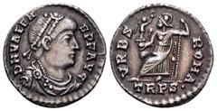 Roman Imperial Valens, 364-378. Siliqua (Silver, 17.5 mm, 2.02 g, 6 h), Treveri, 367-375. D N VALEN-S P F AVG Pearl-diademed, draped and cuirassed bust of Valens to right. Rev. VRBS - ROMA / TRPS· Rom
