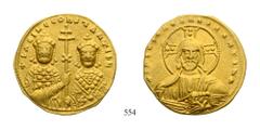 BYZANTINE. IMPERIAL. BASIL II AND CONSTANTINE VIII (A.D. 976-1025) Histamenon nomisma, Au, A.D. 976-1025, Constantinople mint Constantinople mint Av: + bASIL C COhSTAhTI b R, crowned busts of Basil an
