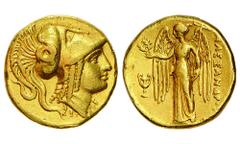 Reis da Macedónia Alexandre III (336-323 a.C.) Ouro Stater Amphipolis (330-320) MBC+ 8,52g.