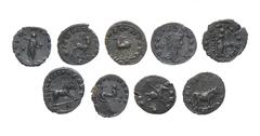 Moedas Romanas Lote (17 moedas) Gallienus (253-268) - Antoniniano, GALLIENVS AVG/AETERNITAS AVG, RSC 2941, RIC 160, BC, 2,54g.; Antoniniano, corça à direita, olhando para trás, IMP GALLIENVS AVG/DIANA