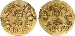Visigodas - Suintila (621-631) -Tremissis Ouro Tremissis Toledo CNV 298 duas ligeiras fendas1,41g quase BELA