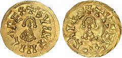 Visigodas - Suintila (621-631) - Tremissis Ouro Tremissis Elvora CNV 326.1 +SVINTHILA REX +TVSELAORAIVS Rara 1,38g MBC+