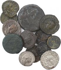 Romanas - República/Império - Lote (13 Moedas) Lote (13 Moedas) - República, Pré-Reforma de Aes Grave (217-211 a.C.): Uncia, RCV 615 (217-215 a.C.), 12,48g; República, Pós-Reforma (211-82 a.C.): Asse,