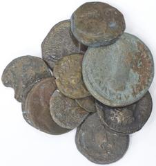 Hispano-Romanas - Lote (13 Moedas) Lote (13 Moedas) - Acinipo (100-50 a.C.): Asse, ACINIPO, Burgos 46, 7,24g, REG/MC; Carthago Nova, Cunhagens em Cartagonova com Influência Indígena (220-215 a.C.): Ca