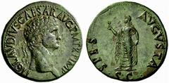 The Roman Empire Claudius, 41 - 54 Sestertius 41-54, Æ 29,21 g. TI CLAVDIVS CAESAR AVG P M TR P IMP P Laureate head r. Rev. SPES – AVGVSTA Spes, draped, advancing l., holding flower in upraised r. han