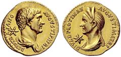 The Roman Empire Trajan, 98 – 117 Divus Traianus. Aureus 138, AV 7.14 g. DIVO TR – A – IANO – AVGVSTI PATRI Bare-headed and draped bust of Trajan r.; behind, star. Rev. DIVAE PLOTINAE – AVGVSTI MATRI 