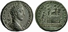 The Roman Empire Commodus augustus, 177 – 192 Sestertius 181, Æ 30.67 g. M COMMODVS – ANTONINVS AVG Laureate and cuirassed bust r., with drapery on far shoulder. Rev. TR P VI COS IIII COS III P P S – 