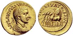 The Roman Empire Uranius Antoninus, 253 – 254 Aureus, Emesa October-November 253 (?), AV 6.15 g. L IVL AVR SVLP VRA ANT[ONIN]VS Laureate, draped and cuirassed bust r. Rev. CONSERVATO – R AVG Pacing qu