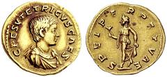 The Roman Empire Tetricus II caesar, 273 – 275 Aureus, Southern mint 273-275, AV 4.52. C P ESV TETRICVS CAES Bare-headed and draped bust r. Rev. SPEI PE – RPETVAE Spes advancing l., holding flower and