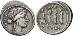 The Graham Collection of Roman Republican Coins M. Iunius Brutus. Denarius 54, AR 4.03 g. LIBERT[AS] Head of Libertas r. Rev. The consul L. Iunius Brutus walking l. between two lectors preceded by an 