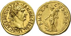 The Roman Empire Trajan, 98 – 117. Aureus 99, AV 7. 31 g. IMP CAES NERVA TRAIAN AVG GERM Laureate head r. Rev. P M TR P COS II P P Fortuna standing l., holding rudder with her r. hand and cornucopia w