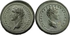 The Roman Empire Antoninus Pius augustus, 138 – 161. Medallion circa 140-144, Æ 49.12 g. ANTONINVS AVG – PIVS P P TR P COS III Laureate head l. Rev. AVRELIVS CAES AVG P II F COS Bare head, draped and 