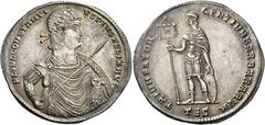 The Roman Empire Constantius II augustus, 337– 361. Medallion of four nummi argentei or three "light miliarenses", Thessalonica 343, AR 13.34 g. FL IVL CONSTANTI – VS PIVS FELIX AVG Laureate-rosette d