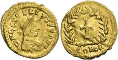 The Roman Empire Glycerius, 473-474. Tremissis Mediolanum 473-474, AV 1.50 g. DN GLVCER IVS F P AVG Pearl-diademed, draped and cuirassed bust r. Rev. Cross within wreath; in exergue, CONOB. Ulrich-Ban