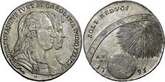 Raccolta di monete del Regno di Napoli Napoli. Piastra da 120 grana 1791, AR 27,31 g. FERDINANDVS IV. ET M. CAROLINA VNDIQ. FELICES Busti accollati a d., sotto al busto P. (Domenico Perger, incisore).