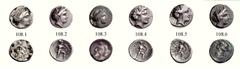 LOKRIS LOKRI OPUNTII Lot of six coins. 108.1 : Plated hemidrachm, circa 350 BC or later. AR (Æ) 2.51 g., 7¢, having as a prototype a coin similar to lot 46 above (corpus group 1). 108.2 : A modern cas