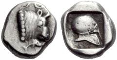 PHOKIS FEDERAL COINAGE PHOKIAN LEAGUE SILVER denominations: NOTES ON CLASSIFICATION Phokis. Federal coinage. Hemiobol, 510 - 500 BC. AR 0.52 g., 6¢. Profile head and neck of bull to r. with beaded tru