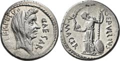 The Roman Republic The Dioscuri Collection. The Roman Republic. C. Iulius Caesar and P. Sepullius Macer. Denarius 44, AR 18 mm, 3.85 g. CAESAR – [DICT] PERPETVO Veiled and wreathed head of Caesar r. R