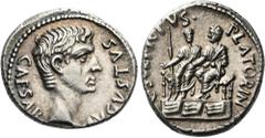 The Roman Empire The Dioscuri Collection. The Roman Empire. Octavian 32 – 27 and as Augustus, 27 BC – 14 AD. Roma C. Sulpicius Platorinus. Denarius 13 BC, AR 19 mm, 3.98 g. CAESAR – AVGVSTVS Bare head