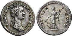 The Roman Empire The Dioscuri Collection. The Roman Empire. Diva Domitilla, wife of Vespasian. Denarius 82-83, AR 19 mm, 3.58 g. DIVA DOMITILLA AVGVSTA Draped bust r., hair in long plait at back. Rev.