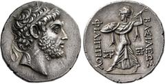 Greek Coins Philip V, 221 – 179. Tetradrachm, Pella or Amphipolis circa 220-211, AR 30 mm, 16.88 g. Diademed head of Philip V r. Rev. ΒΑΣΙΛΕΩΣ – ΦΙΛΙΠΠΟΥ Athena Alchidemos striding l., holding thunder