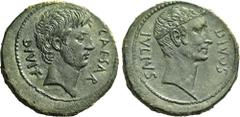 The Roman Republic Octavianus. Bronze, Italy circa 38, Æ 32 mm, 18.08 g. CAESAR – DIVI·F Bare head of Octavian r. Rev. DIVOS – IVLIVS Laureate head of Iulius Caesar r. Babelon Julia 98. C 3. Sydenham 