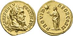 The Roman Empire Pertinax, 1st January - 28th March 193. Aureus circa 193, AV 20 mm, 7.21 g. IMP CAES P HELV – PERTIN AVG Laureate and draped bust r. Rev. PROVID – DEOR COS II Providentia standing l.,