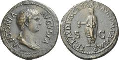 The Roman Empire In the name of Antonia, wife of Nero Claudius Drusus mother of Claudius "Dupondius", Paduan type, later cast after Giovanni da Cavino, circa XVI century, Æ 31 mm, 15.26 g. ANTONIA – A