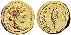 The S.C. Markoff Collection of Roman Coins The Roman Republic Gaius Cassius Longinus Aureus, mint moving with Brutus and Cassius (Sardis ?) 43-42 BC, AV 8.04 g. C·CASSI·IMP Laureate head of Libertas r