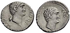 The S.C. Markoff Collection of Roman Coins The Roman Republic Marcus Antonius and Lucius Antonius With Marcus Antonius, and L. Cocceius Nerva. Denarius, mint moving with Mark Antonius 41 BC, AR 3.99 g