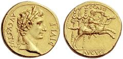 The S.C. Markoff Collection of Roman Coins The Roman Empire Octavian as Augustus, 29 BC – 14 AD Aureus, Lugdunum 8 BC, AV 7.95 g. AVGVSTVS – DIVI F Laureate head r. Rev. C CAES Caius Caesar galloping 