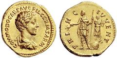 The S.C. Markoff Collection of Roman Coins The Roman Empire Commodus caesar, 166 – 177 Aureus 175-176, AV 7.32 g. COMMODO CAES AVG FIL GERM SARM Bare-headed, draped and cuirassed bust r. Rev. PRI – NC