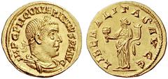 The S.C. Markoff Collection of Roman Coins The Roman Empire Valerian I, 253 – 260 Aureus 253, AV 2.60 g. IMP C P LIC VALERIANVS P F AVG Laureate, draped and cuirassed bust r. Rev. LIBERALITAS AVGG Lib