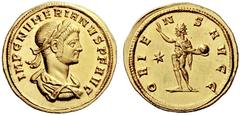 The S.C. Markoff Collection of Roman Coins The Roman Empire Numerian, 283-284 Aureus, Siscia circa 284, AV 4.74 g. IMP C NVMERIANVS P F AVG Laureate and cuirassed bust r. Rev. ORIE – N – S AVGG Sol st