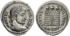 The S.C. Markoff Collection of Roman Coins The Roman Empire Maximinus II Daia, 310 – 313 Argenteus, Serdica circa 305-306. MAXIMI – ANVS NOB C Laureate head r. Rev. VIRTVS – MILITVM Camp gate with thr