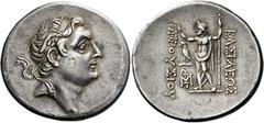 Prusias II Cynegos, circa 182 – 149 Tetradrachm, Nikomedeia circa 182-149, AR 37 mm, 16.88 g. Winged-diademed head of Prusias II r. Rev. Rev. ΒΑΣΙΛΕΩΣ – ΠΡΟΥΣΙΟΥ Zeus Stratius standing l., holding wre