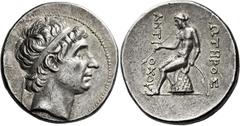 Seleucus II Callinicus, 246 – 226 Tetradrachm, ΔEΛ-monogram mint, associated with Antiochia on the Orontes circa 246-244, AR 31 mm, 17.00 g. Diademed head of Antiochus I r. Rev. ANTIOXOΥ – [Σ]ΩTHPOΣ A