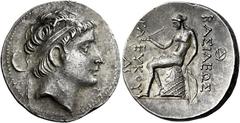 Seleucus II Callinicus, 246 – 226 Tetradrachm, uncertain mint 44, probably in Mesopotamia circa 246-226, AR 30 mm, 16.93 g. Diademed head of Seleucus II r. Rev. BAΣIΛEΩΣ – [Σ]EΛEYKOY Apollo seated l. 