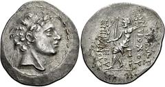 Antiochus IV Epiphanes, 175 – 164 Tetradrachm, contemporary imitation, Antiochia on the Orontes circa 173-168, AR 35 mm, 16.88 g. Diademed head of Antiochus IV r. Fillet border. Rev. BAΣIΛEΩΣ – ANTIOX