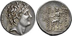 Alexander II Zabinas, 128 – 123 Tetradrachm, Antiochia on the Orontes circa 128-122, AR 29 mm, 16.74 g. Diademed head of Alexander II r. Fillet border. Rev. BAΣΙΛΕΩΣ – AΛE – ΞANΔPOY Zeus seated l., ho